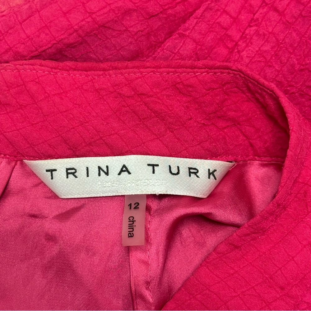 $328 Trina Turk Bloom Mockneck Minidress Radio City Rose Flowy A-line Sz 12 - Picture 10 of 16